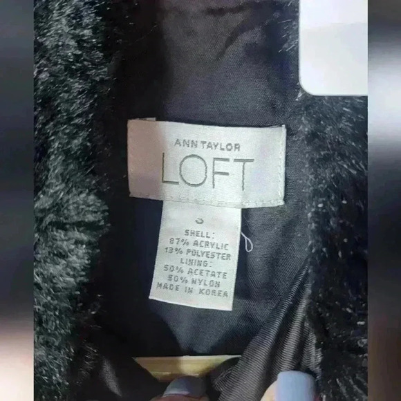 Loft size small black faux fur vest. Acrylic & polyester blend. - Picture 2 of 3